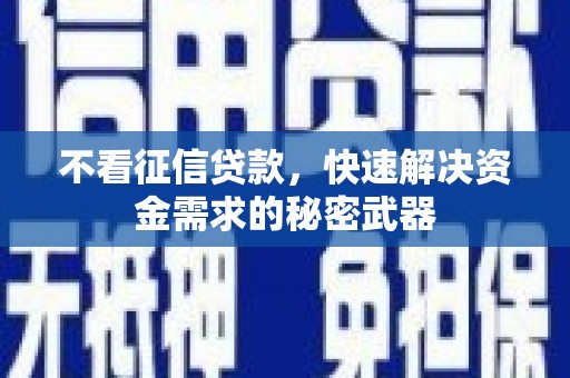 剑川不看征信贷款，快速解决资金需求的秘密武器