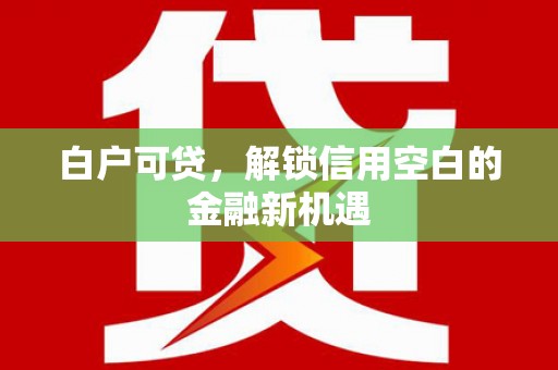 武江白户可贷，解锁信用空白的金融新机遇