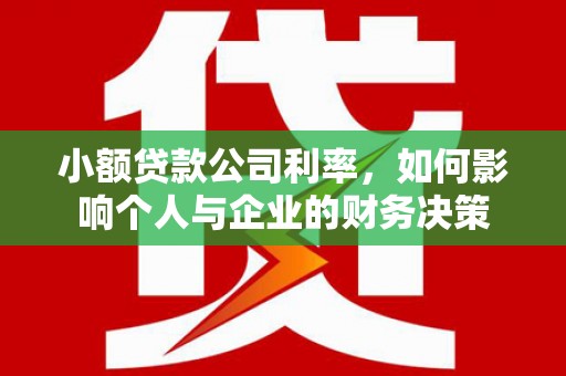 大村小额贷款公司利率，如何影响个人与企业的财务决策