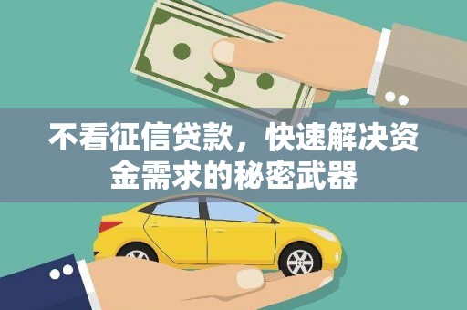 厦门不看征信贷款，快速解决资金需求的秘密武器
