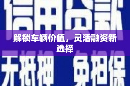 沈河解锁车辆价值，灵活融资新选择
