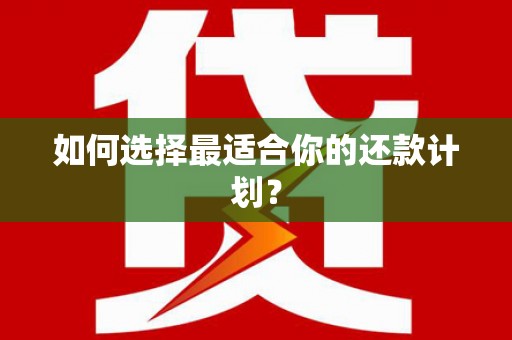 余干如何选择最适合你的还款计划？